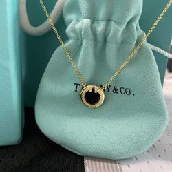 Tiffany Womens T Series Diamond And Black Onyx Necklace