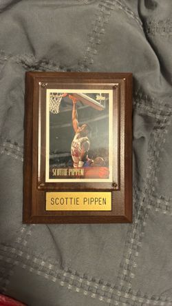 scottie Pippen wood frame with a card