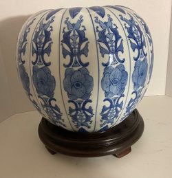 Blue and White Floral Ceramic Decorative Vase