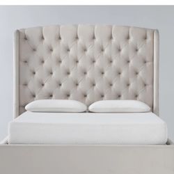 Velvet Upholstered Panel King Bed