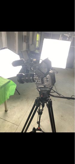 Sony FX6 cinema camera with lens and stand