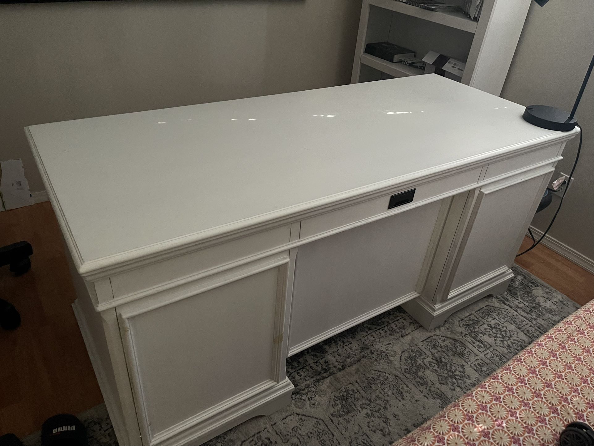 Home Office Desk & Large Bookcase