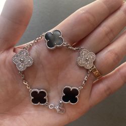 Onyx White Gold Plated Bracelet 