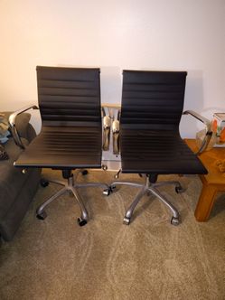 Set of 2 $20 Black Leather Office Chairs