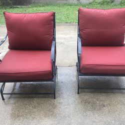 Outdoor Iron Rockers with Cushions