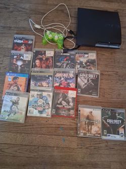 PS3 14 games one remote gas hdmi but no power cord
