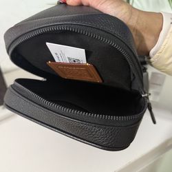 Coach Sullivan PK SIG Crossbody Logo Charcoal Black Zip Adjustable Strap