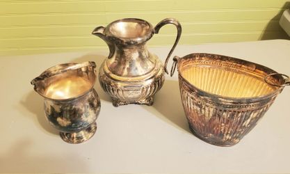 3 piece silver plate decor