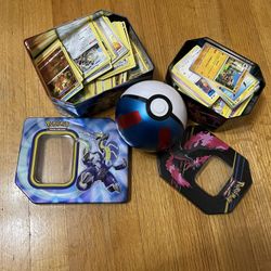 Large Lot Of Pokémon Cards And 3 Tin  Boxes