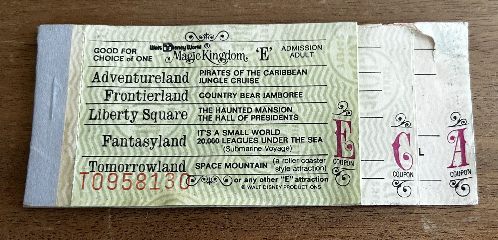 Vintage Disney World Magic Kingdom Ticket