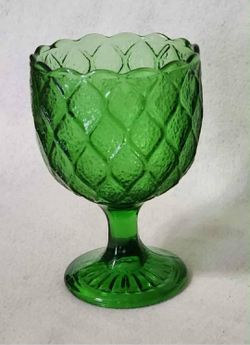 Vintage green or red pink Glassware vase Teardrop Compote goblet