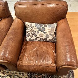 Anthropologie Genuine Leather Armchairs - Set of 2
