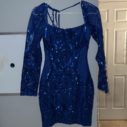 Blue Sparkly/Sequin Homecoming Dress