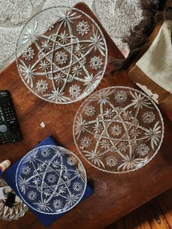 Vintage Anchor Hocking Star of David Glass Plates - Set of 3