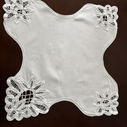 Vintage Battenburg Lace Bread Basket Liner Hot Roll Cover
