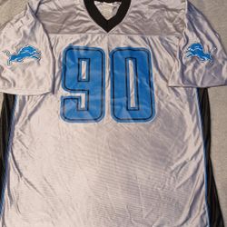 Ndamukong Suh Men's Size 2XLARGE Jersey Detroit Lions Grey Blue