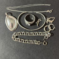 Lot 1) Sterling Silver Jewelry. At melt Value. 