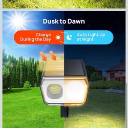 Consciot Solar Spot Lights Outdoor Waterproof, 24 LED Dusk-to-Dawn Solar Spotlight, 2 in 1 Adjustable Wall Lights, Warm White Solar Landscape Spotligh