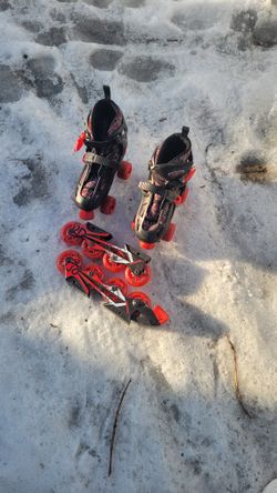 Red Roller Skates And Roller Blades