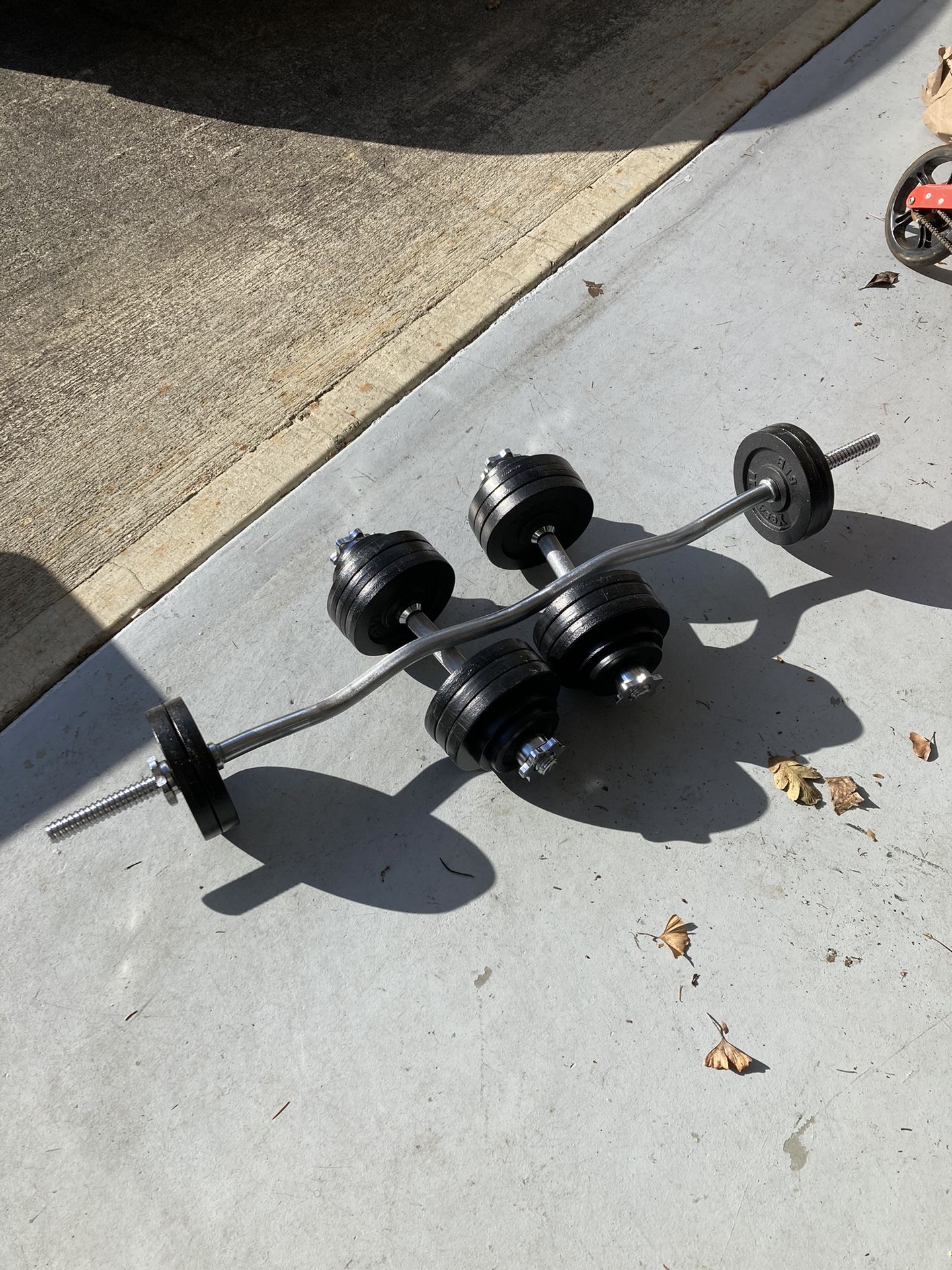 Flybird Bench and Adjusted Dumbbells/curling bar