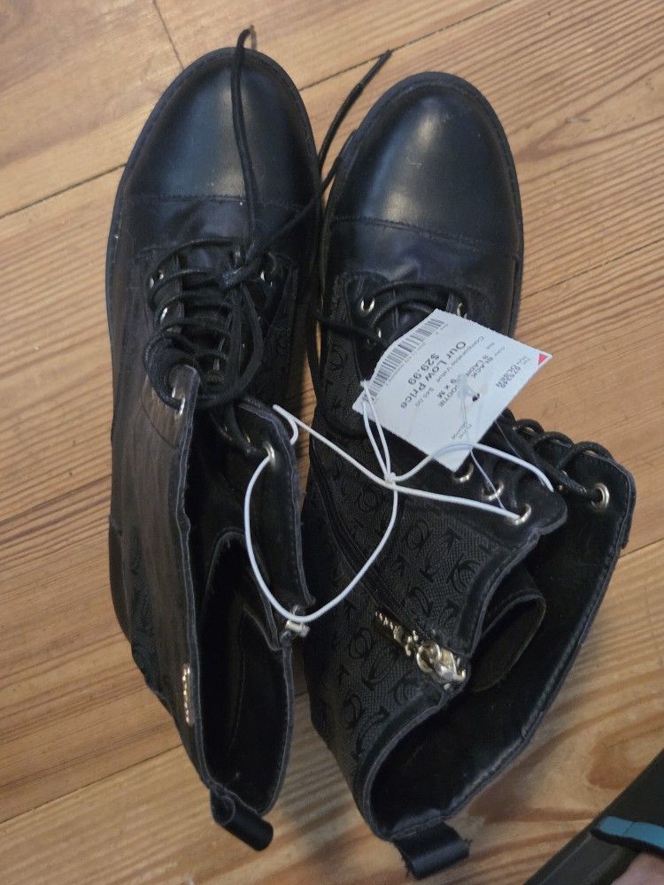 Bebe Black Lace Up Boots