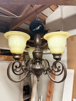 5-Light Bronze Chandelier with Glass Shades