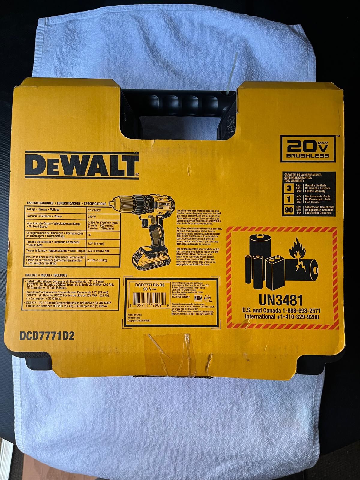 DEWALT 20V MAX Cordless Drill Driver, 1/2 Inch, 2 Speed, XR 2.0 Ah Battery and Charger Included (DCD777D1)