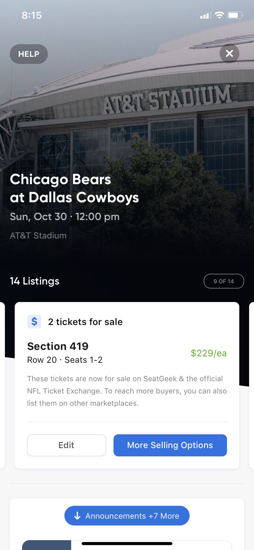 Many Great Chicago Bears @ Dallas Cowboys Tickets & Parking