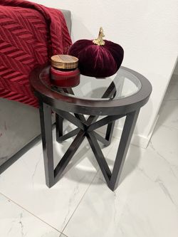 Round Glass Top Side Table