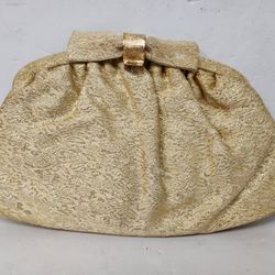 Beautiful Vintage Women's Gold Evening Bag Clutch Closure Formal 1960's