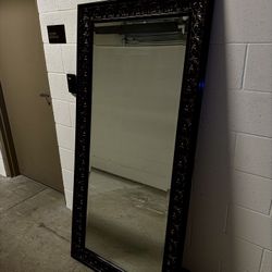 Large Ornate Floor Mirror – Black & Antique Bronze Frame