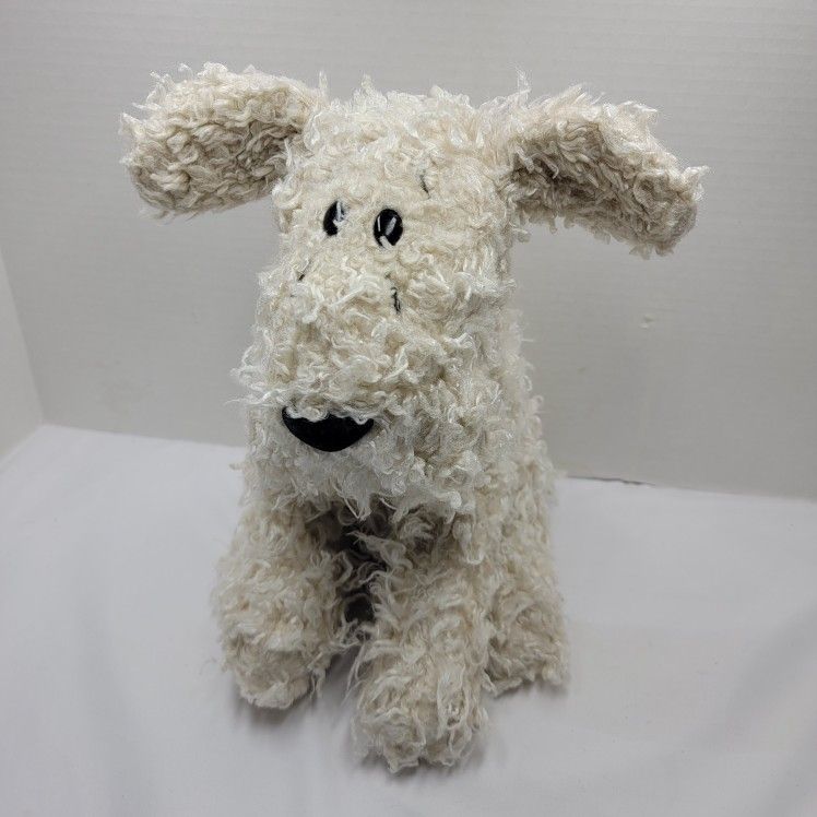 Vintage Russ Berrie Curly Shaggy White Puppy Dogs Stuffed Animal Plush 10"