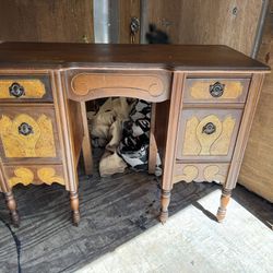 Vintage 60’s Rowe Furniture 4 Drawer Walnut Vanity w/Chair
