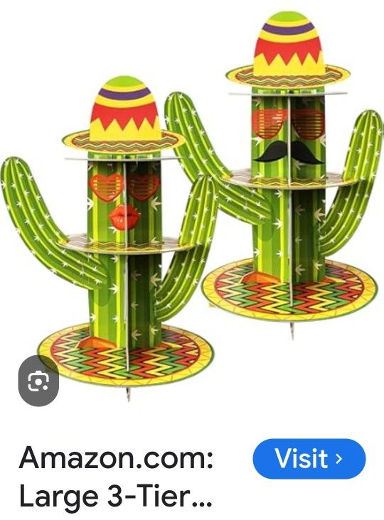 Large 3-Tier Cactus Fiesta Mexicana Cupcake Stand