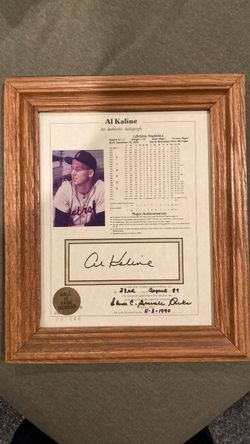 🔥 Vintage Al Kaline Framed Autograph Display 🔥