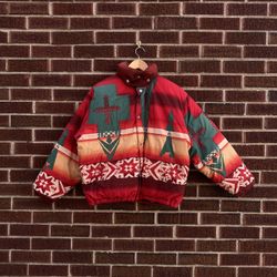 80’S  VINTAGE AZTEC FIREBALL DOWN PUFFER JACKET by POLO RALPH LAUREN