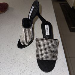 Steve Madden Heels Embellished Rhinestone Black Dillard’s Macy’s Mall Shopping Glitter Crystal Party Event Dress Spring Club