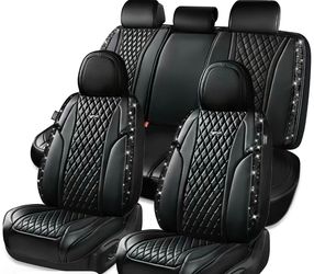 Black Leather Car Seat Cover Full Set