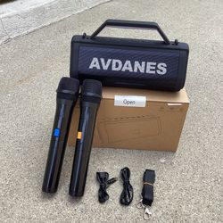 Karaoke Machine with 2 Wireless Microphones, Portable Home Speaker System for Adults with Disco Lights and Strap