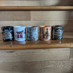 Set of 5 Yunomi Tea Cups - Textured Stoneware Handmade Hand-Painted Japan Theme. 3"x2.25". Eclectic Collectibles!
Made in Japan. Imported From Japan.