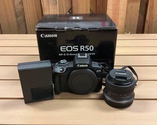 New Canon - EOS R50 4K Video Mirrorless Camera with RF-S18-45mm f/4.5-6.3 IS STM Lens - Black