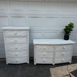 Vintage wicker dresser set