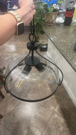 Semi-Flush Mount Ceiling Light – Seeded Glass & 3 LED Bulbs