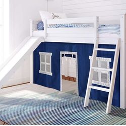 Twin Bed And Slide White
