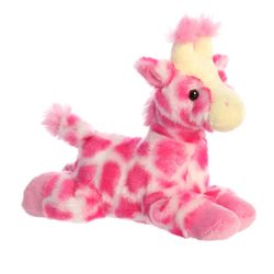 8” Aurora Adorable Mini Flopsie Fuschia Giraffe Stuffed Animal - Pink 