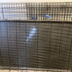54” Giant Double Door Dog Crate W/ Pad