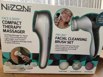 Face & Body Compact Therapy Massager & Facial Cleansing Brush Set.