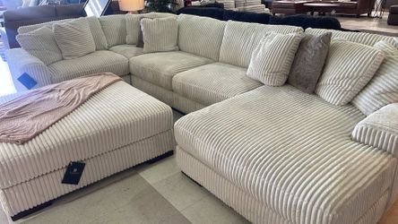 Lindyn Ivory Cream Corduroy Sectional Couch Set Fast Delivery Home Improvement, Home Decor, Home GardenOnly $39 Down Payment 👉 PLEASE ASK FOR JON GRE