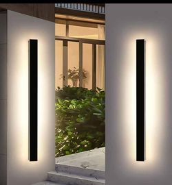 Daoseolo 2 Pack 57inch Modern Outdoor Wall Lights, Long Strip Exterior LED Wall Sconce, 3000K Warm White, IP65 Waterproof, 50W, Black Outside Lighting