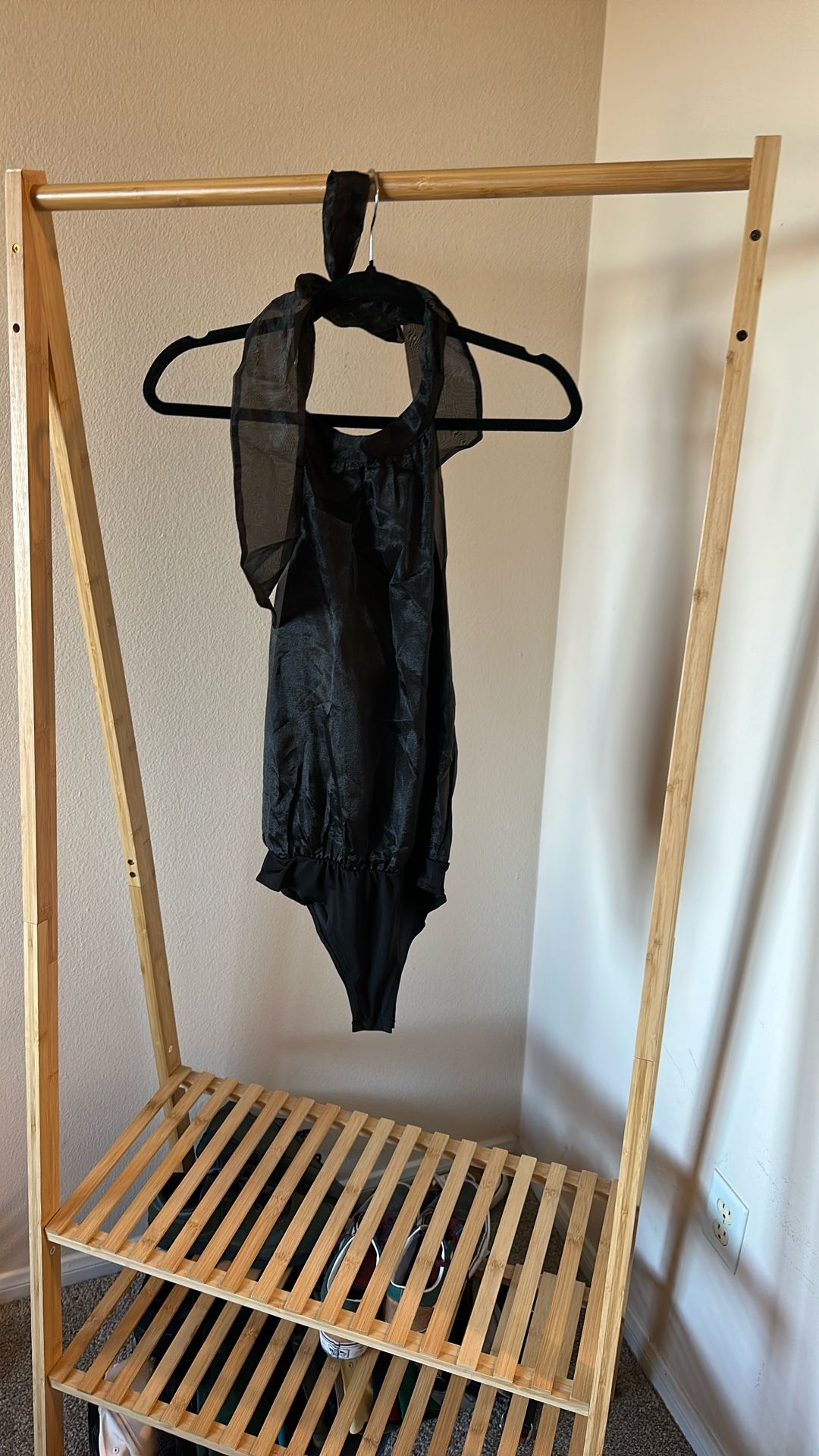 Womens Black Halter Neck Mesh Bodysuit